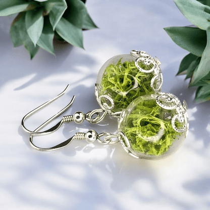 Echte Moos Ohrringe - 925 Sterling Silber Schmuck - Botanische Terrarium Ohrhänger - OHR925-10