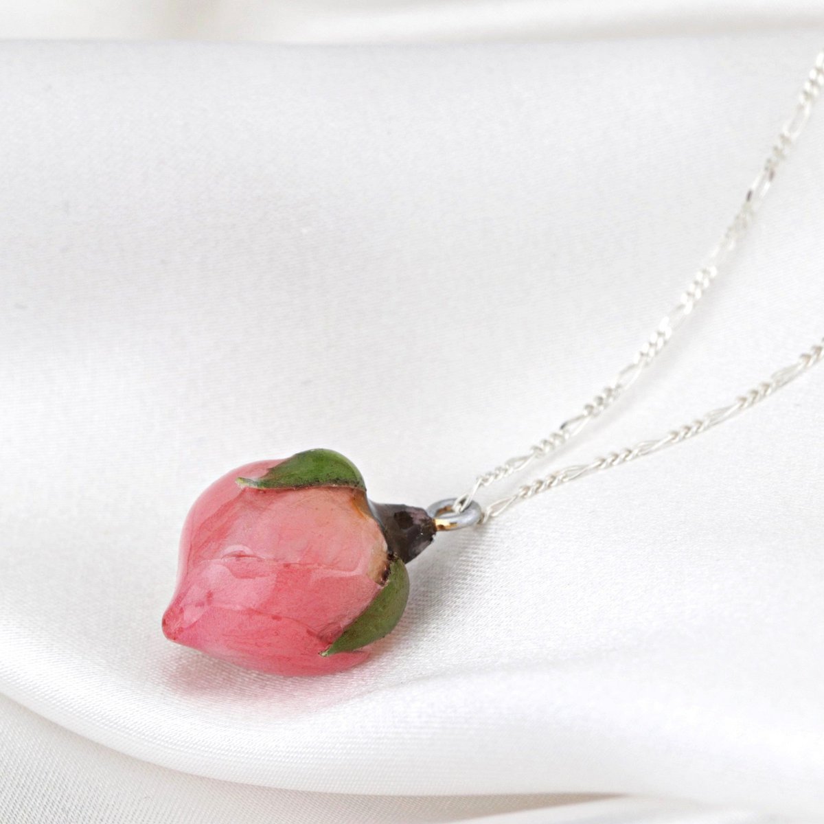 Echte Rose Anhänger Rosa - 925 Sterling Silber Halskette - Naturschmuck - K925-40