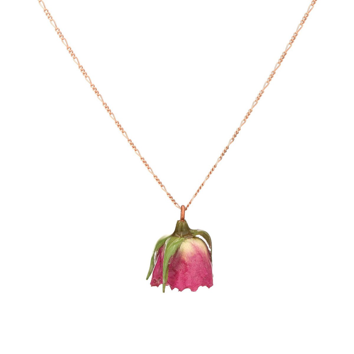 Echte Rosenkette - Romantischer Schmuck aus 925 Sterling Rosegold Vergoldet - Naturschmuck - K925-50