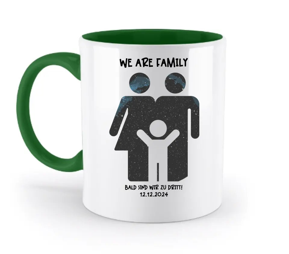 Echte Sternenkarte + Text • Kleine Familie • werdende Eltern • zweifarbige Tasse • Exklusivdesign • personalisiert