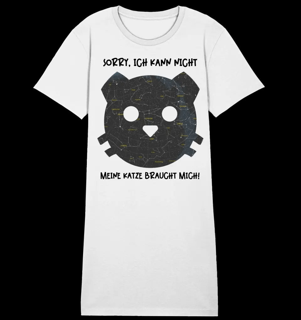 Echte Sternenkarte als Katze + Text • Ladies Premium T-Shirt Kleid aus Bio-Baumwolle S-2XL • Exklusivdesign • personalisiert