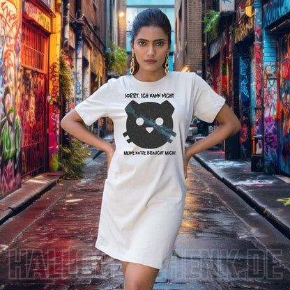 Echte Sternenkarte als Katze + Text • Ladies Premium T-Shirt Kleid aus Bio-Baumwolle S-2XL • Exklusivdesign • personalisiert