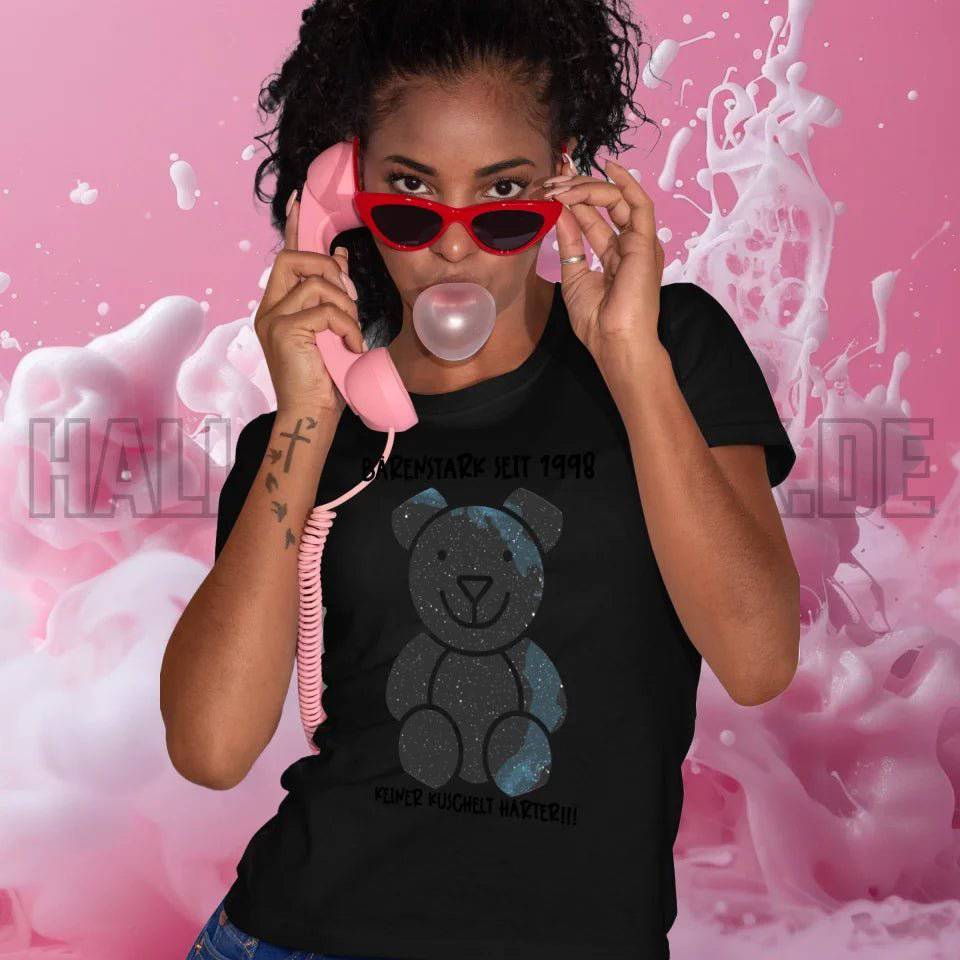 Echte Sternenkarte als Teddybär + Text • Ladies Premium T-Shirt XS-2XL aus Bio-Baumwolle für Damen • Exklusivdesign • personalisiert