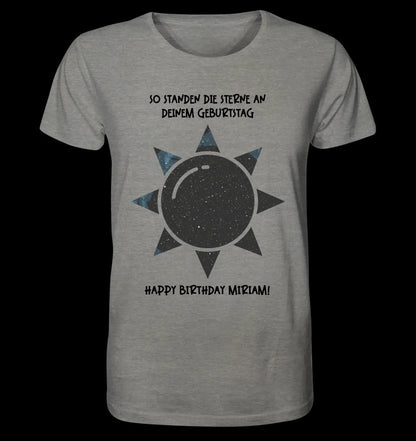 Echte Sternenkarte in Sonnenform mit Ort/Zeit und deinem Text • Unisex Premium T-Shirt XS-5XL aus Bio-Baumwolle für Damen & Herren • Exklusivdesign • personalisiert