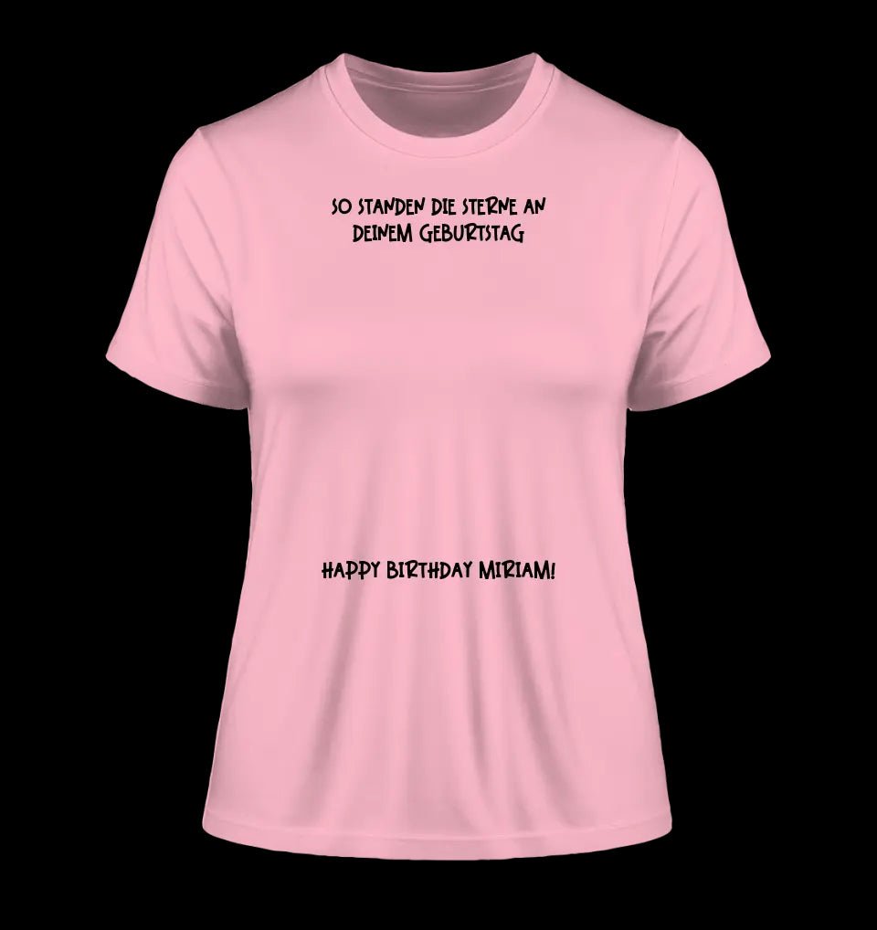 Echte Sternenkarte in Sonnenform mit Ort/Zeit und deinem Text • Ladies Premium T-Shirt XS-2XL aus Bio-Baumwolle für Damen • Exklusivdesign • personalisiert