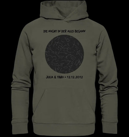 Echte Sternenkarte mit Ort/Zeit und deinem Text • Unisex Premium Hoodie XS-5XL aus Bio-Baumwolle für Damen & Herren • Exklusivdesign • personalisiert