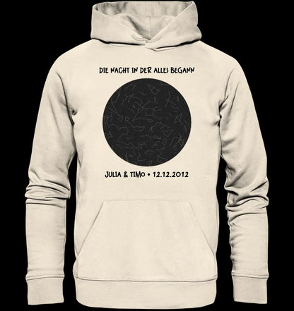 Echte Sternenkarte mit Ort/Zeit und deinem Text • Unisex Premium Hoodie XS-5XL aus Bio-Baumwolle für Damen & Herren • Exklusivdesign • personalisiert