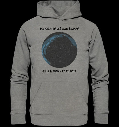 Echte Sternenkarte mit Ort/Zeit und deinem Text • Unisex Premium Hoodie XS-5XL aus Bio-Baumwolle für Damen & Herren • Exklusivdesign • personalisiert