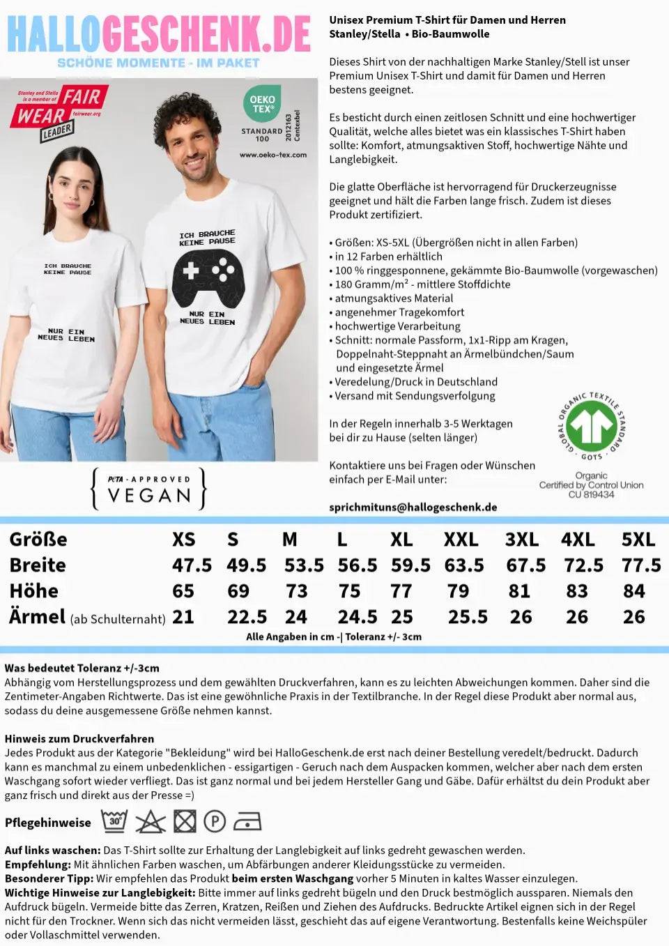 Echte Sternkarte als Controller + Text • Unisex Premium T-Shirt XS-5XL aus Bio-Baumwolle für Damen & Herren • Exklusivdesign • personalisiert