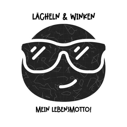 Echte Sternkarte als Emoticon mit Sonnenbrille + Text • STICKER 20x20cm Aufkleber • personalisiert