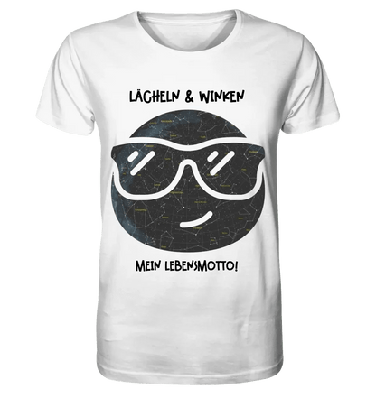 Echte Sternkarte als Emoticon mit Sonnenbrille + Text • Unisex Premium T-Shirt XS-5XL aus Bio-Baumwolle für Damen & Herren • Exklusivdesign • personalisiert