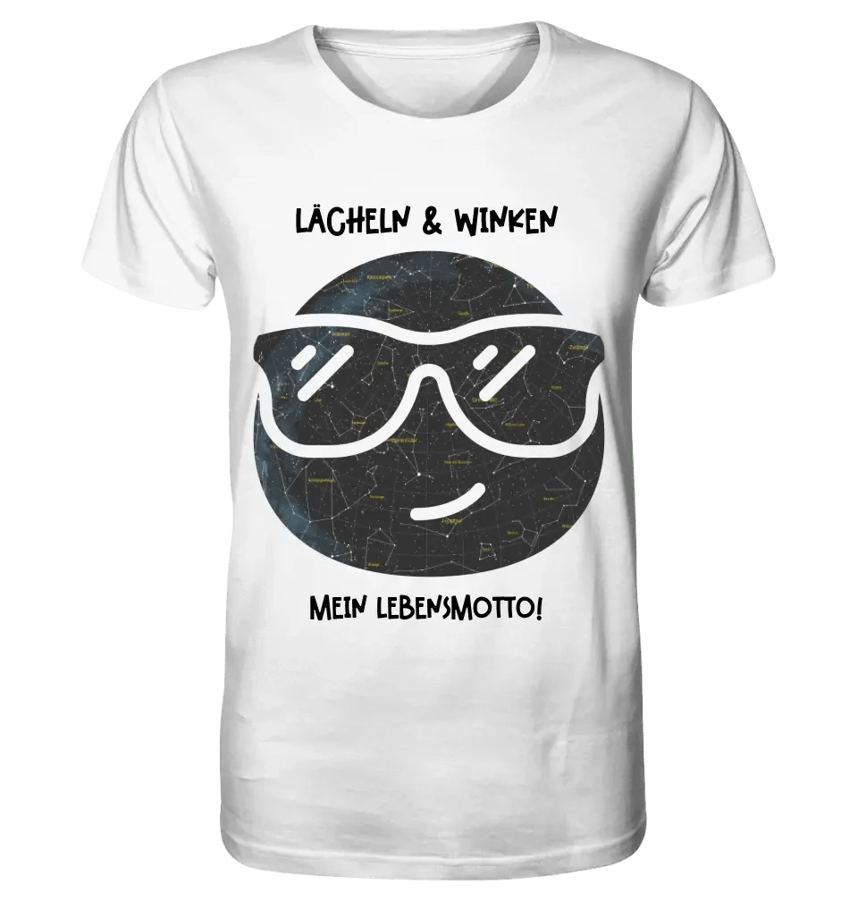 Echte Sternkarte als Emoticon mit Sonnenbrille + Text • Unisex Premium T-Shirt XS-5XL aus Bio-Baumwolle für Damen & Herren • Exklusivdesign • personalisiert