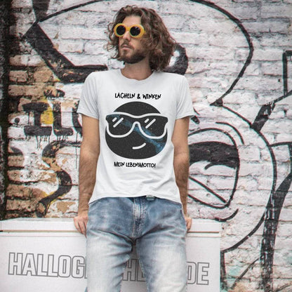 Echte Sternkarte als Emoticon mit Sonnenbrille + Text • Unisex Premium T-Shirt XS-5XL aus Bio-Baumwolle für Damen & Herren • Exklusivdesign • personalisiert