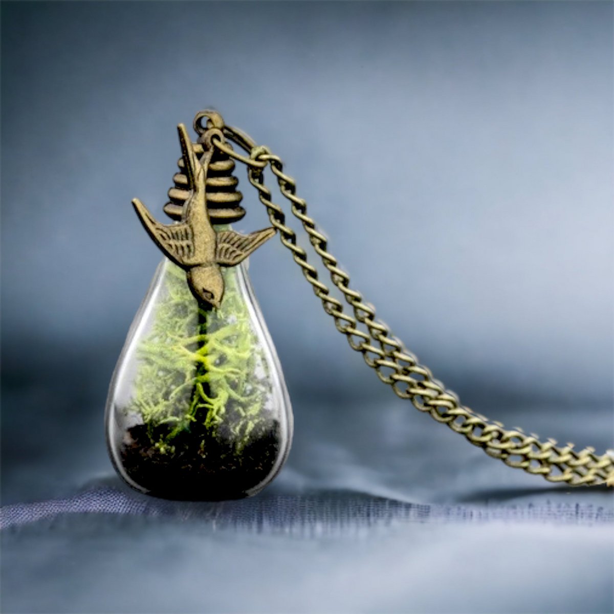 Echtes Moos & Erde Terrarium Bronze Kette - VIK-61