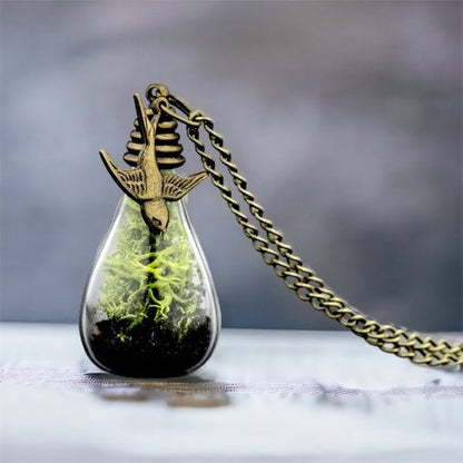 Echtes Moos & Erde Terrarium Bronze Kette - VIK-61