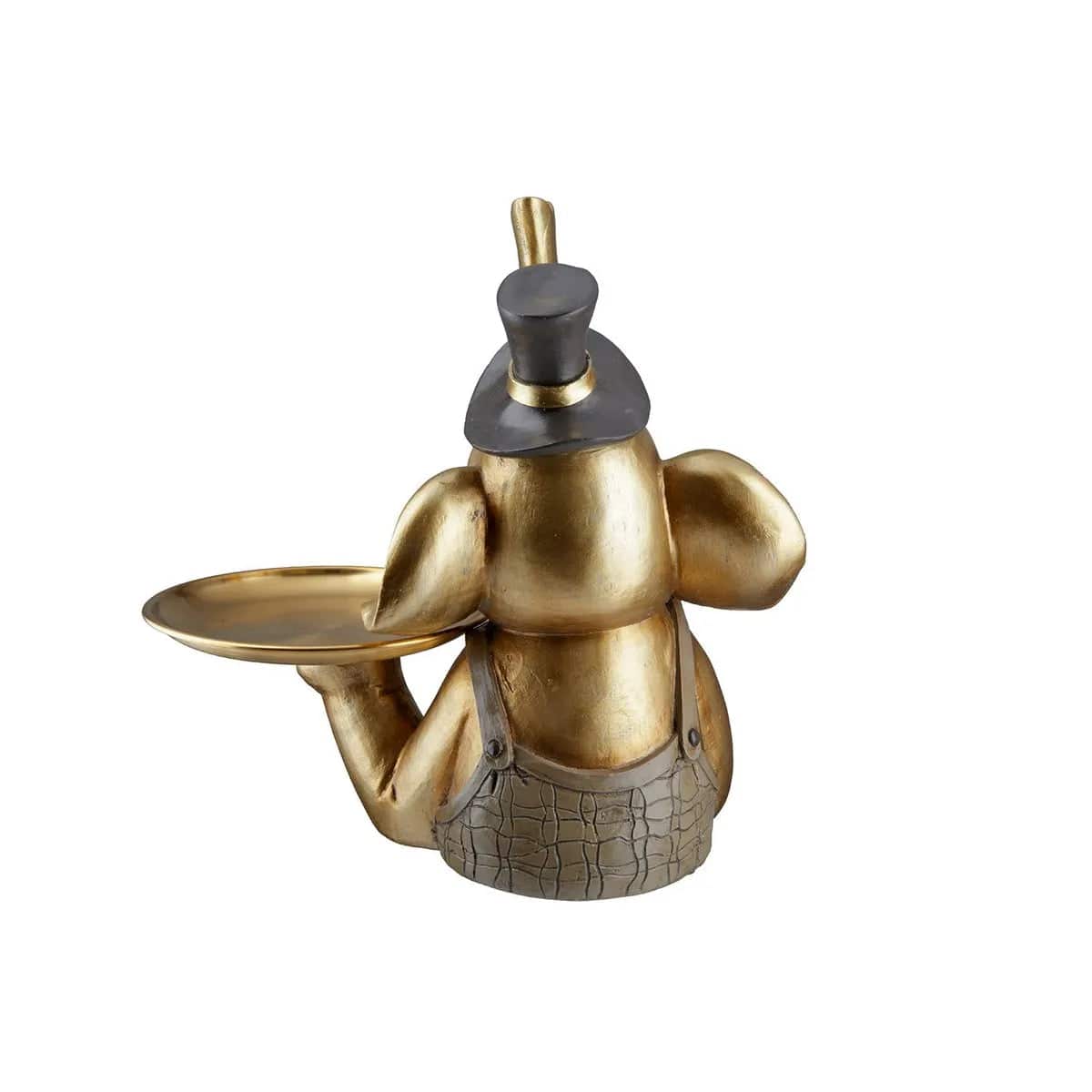 Elefant • Butler mit Tablet • Gold/Multi • Skulptur • Wohndeko