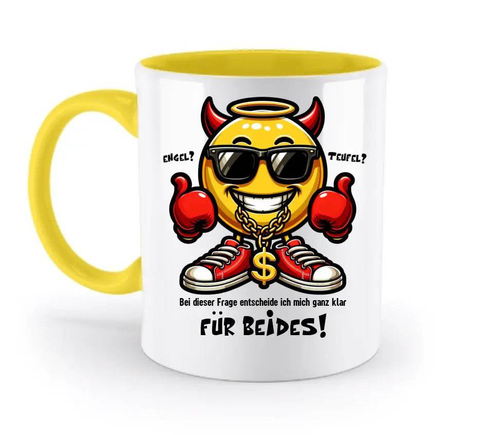 Engel? Teufel? Beides • zweifarbige Tasse • Exklusivdesign • personalisiert