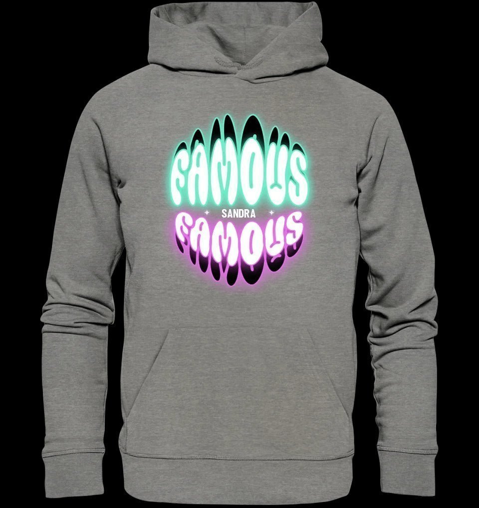 FAMOUS + Name • personalisierter Text • Unisex Premium Hoodie XS-5XL aus Bio-Baumwolle für Damen & Herren • Exklusivdesign • personalisiert