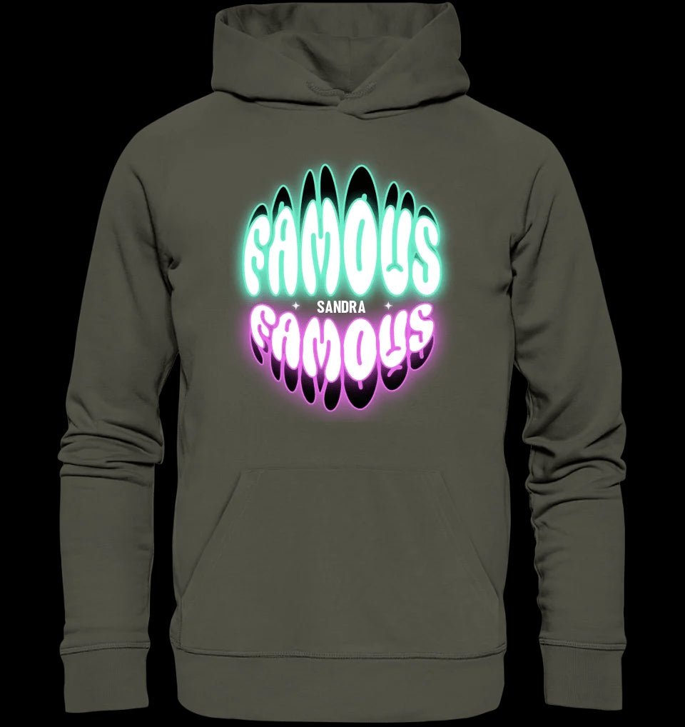 FAMOUS + Name • personalisierter Text • Unisex Premium Hoodie XS-5XL aus Bio-Baumwolle für Damen & Herren • Exklusivdesign • personalisiert