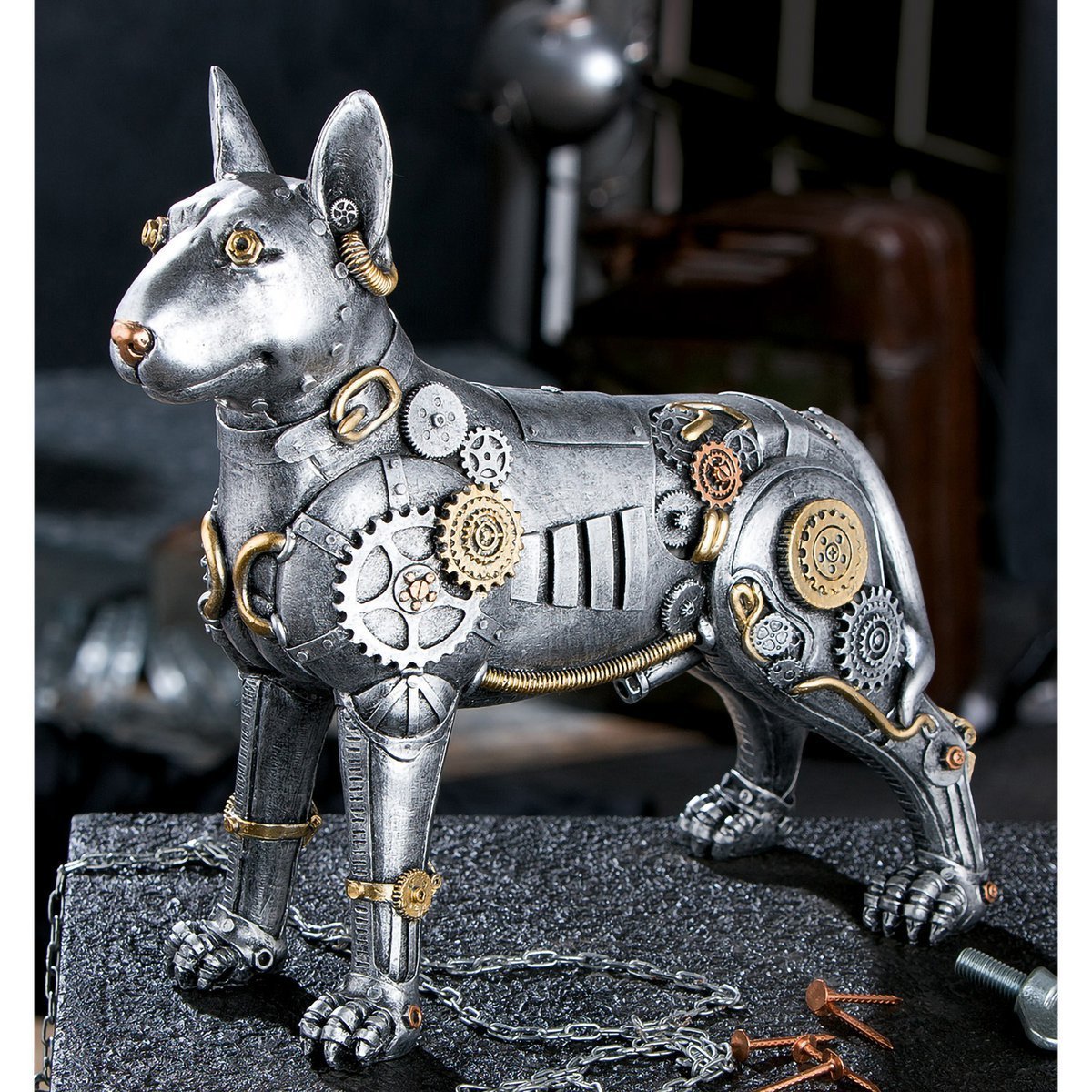 Figur Pitbull Steampunk pitbull H.29 cm • Skulptur • Wohndeko