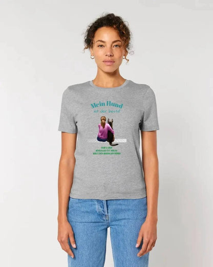 Frau mit Retriever oder Schäferhund, personalisierbar - Ladies Premium T-Shirt XS-2XL aus Bio-Baumwolle für Damen