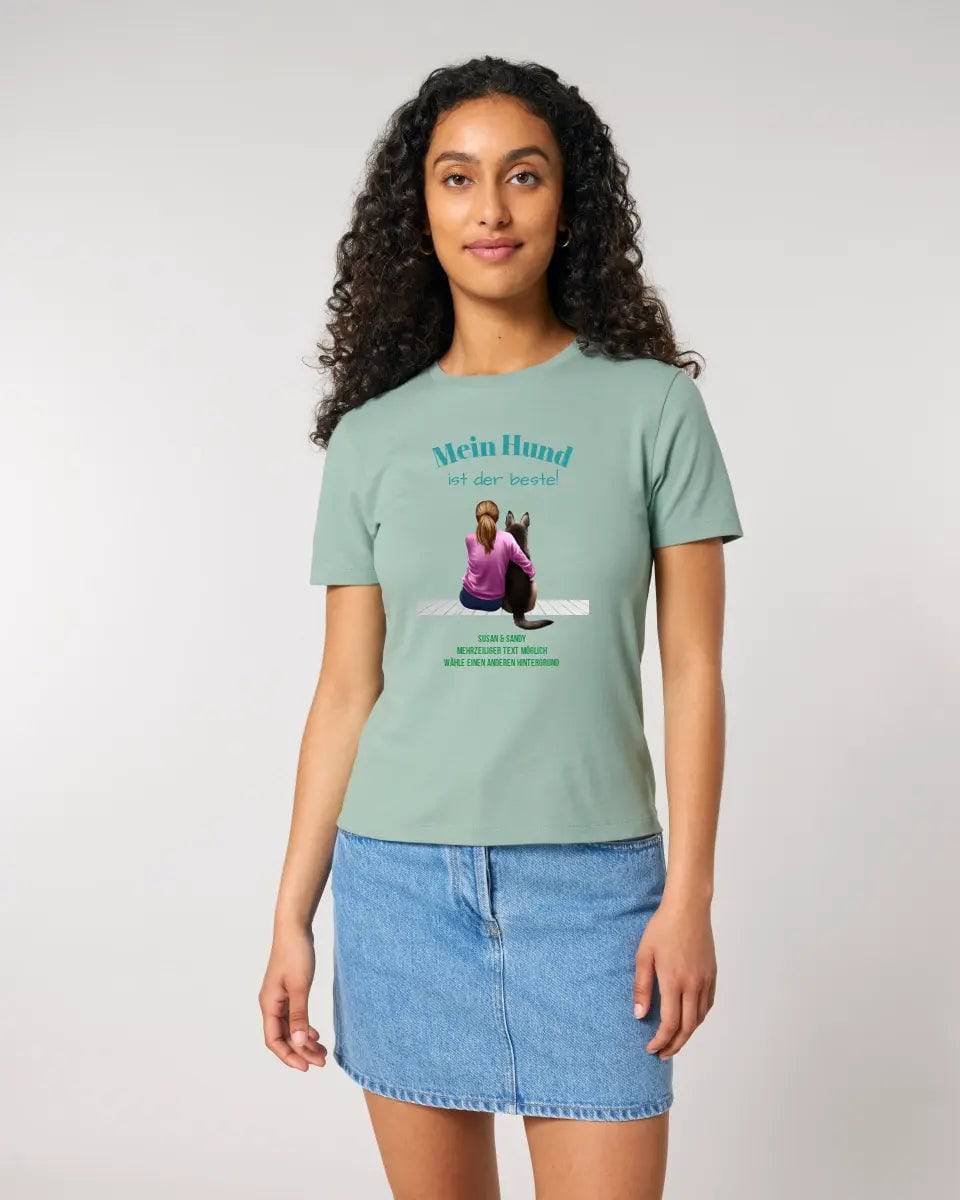 Frau mit Retriever oder Schäferhund, personalisierbar - Ladies Premium T-Shirt XS-2XL aus Bio-Baumwolle für Damen