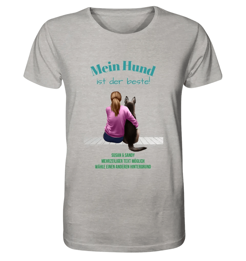 Frau mit Retriever oder Schäferhund, personalisierbar - Unisex Premium T-Shirt XS-5XL aus Bio-Baumwolle für Damen & Herren