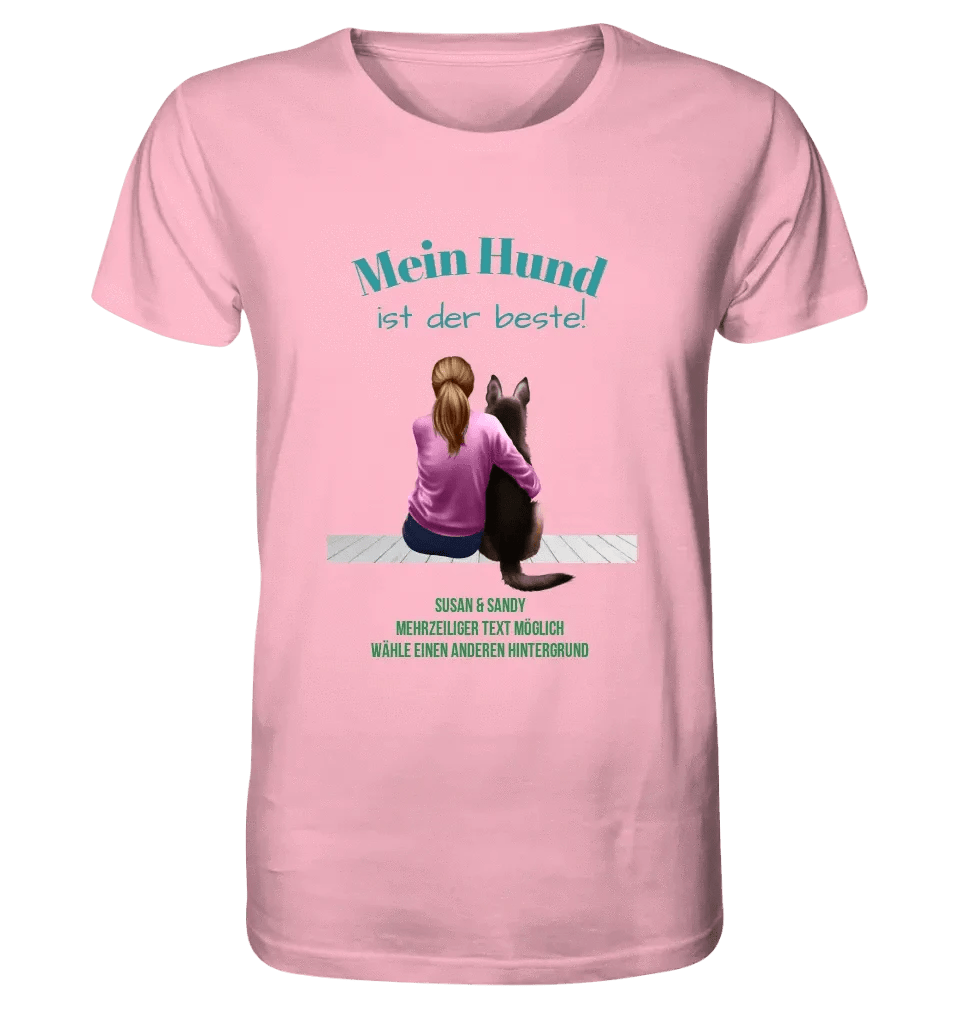 Frau mit Retriever oder Schäferhund, personalisierbar - Unisex Premium T-Shirt XS-5XL aus Bio-Baumwolle für Damen & Herren