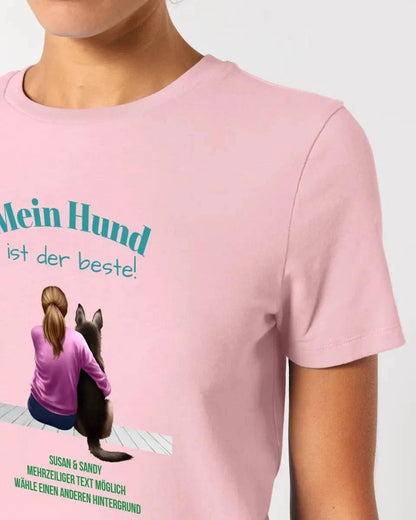 Frau mit Retriever oder Schäferhund, personalisierbar - Ladies Premium T-Shirt XS-2XL aus Bio-Baumwolle für Damen