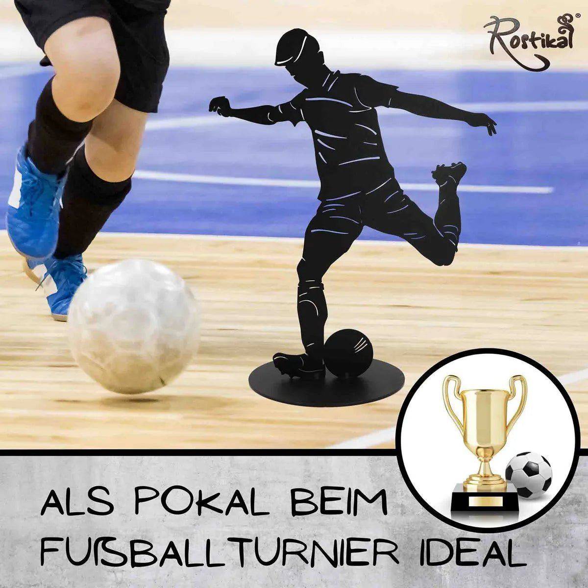 Fußball Skulptur, Fußballer Deko Figur, schwarz , 40 cm