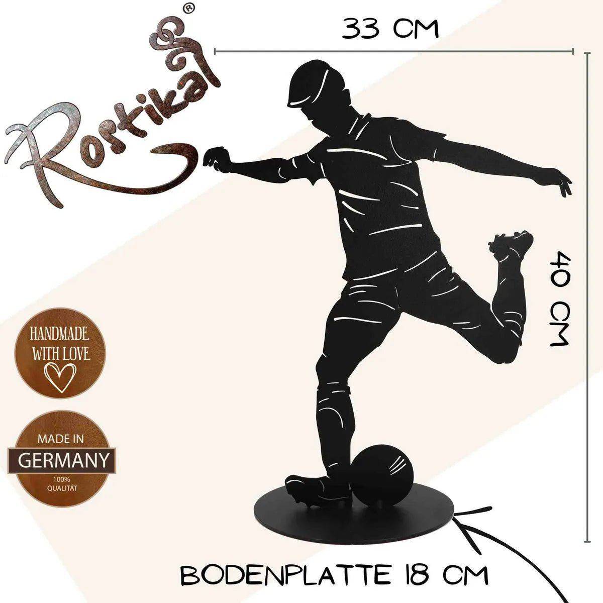 Fußball Skulptur, Fußballer Deko Figur, schwarz , 40 cm