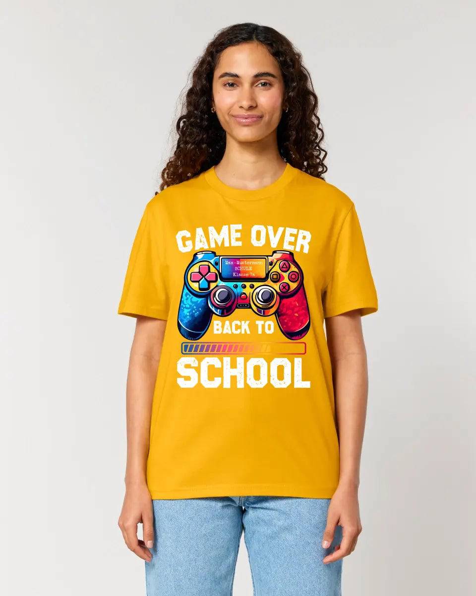 GAME OVER • BACK TO SCHOOL • Schule • Schulanfang • Unisex Premium T-Shirt XS-5XL aus Bio-Baumwolle für Damen & Herren • Exklusivdesign • personalisiert