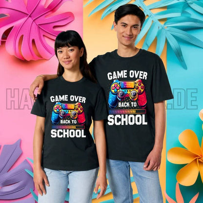 GAME OVER • BACK TO SCHOOL • Schule • Schulanfang • Unisex Premium T-Shirt XS-5XL aus Bio-Baumwolle für Damen & Herren • Exklusivdesign • personalisiert