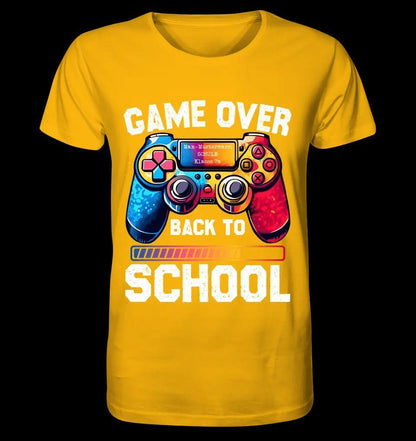 GAME OVER • BACK TO SCHOOL • Schule • Schulanfang • Unisex Premium T-Shirt XS-5XL aus Bio-Baumwolle für Damen & Herren • Exklusivdesign • personalisiert