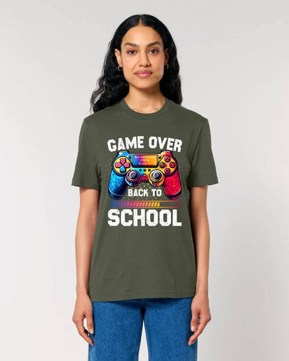 GAME OVER • BACK TO SCHOOL • Schule • Schulanfang • Unisex Premium T-Shirt XS-5XL aus Bio-Baumwolle für Damen & Herren • Exklusivdesign • personalisiert