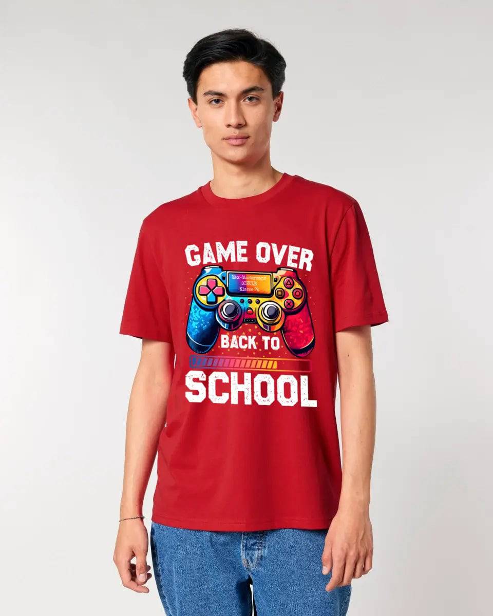 GAME OVER • BACK TO SCHOOL • Schule • Schulanfang • Unisex Premium T-Shirt XS-5XL aus Bio-Baumwolle für Damen & Herren • Exklusivdesign • personalisiert