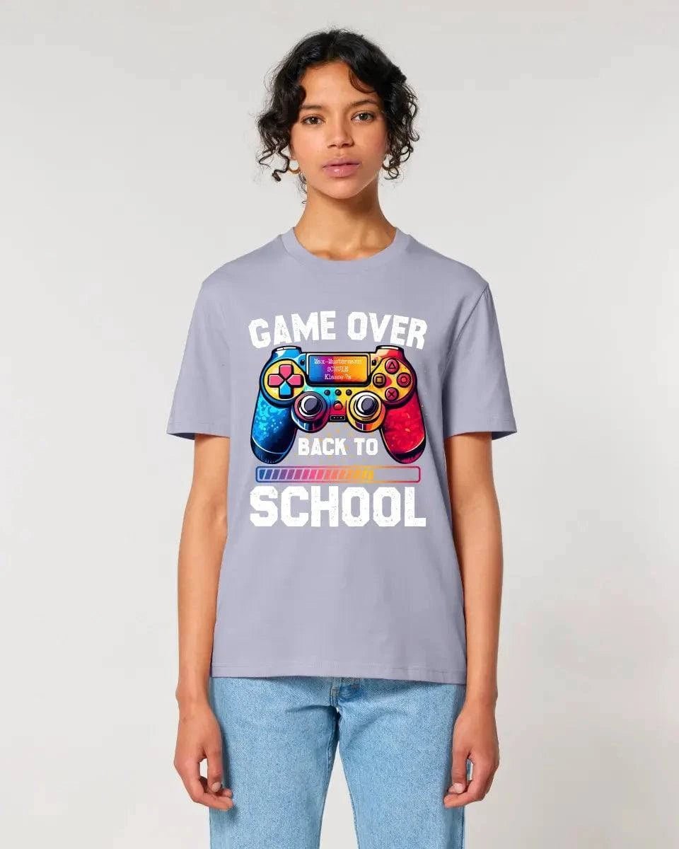 GAME OVER • BACK TO SCHOOL • Schule • Schulanfang • Unisex Premium T-Shirt XS-5XL aus Bio-Baumwolle für Damen & Herren • Exklusivdesign • personalisiert