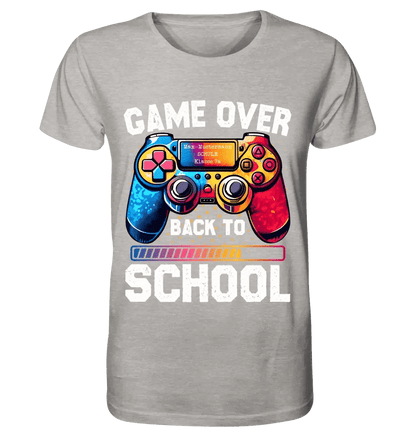 GAME OVER • BACK TO SCHOOL • Schule • Schulanfang • Unisex Premium T-Shirt XS-5XL aus Bio-Baumwolle für Damen & Herren • Exklusivdesign • personalisiert