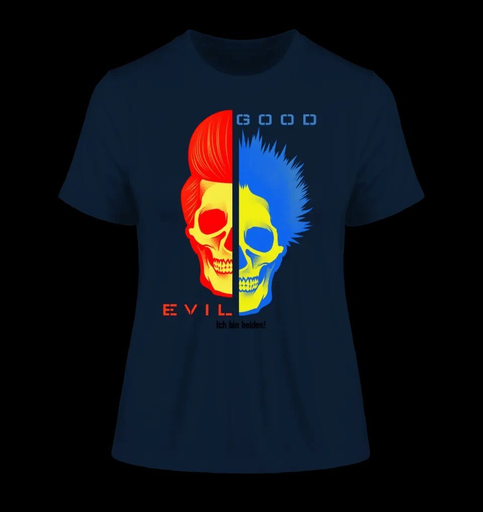 GOOD´N´EVIL - RED-BLUE • Ladies Premium T-Shirt XS-2XL aus Bio-Baumwolle für Damen • Exklusivdesign • personalisiert