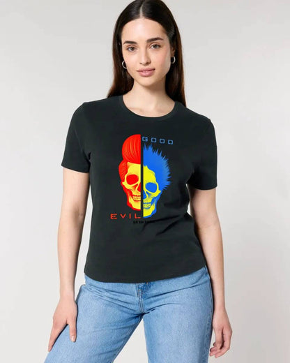 GOOD´N´EVIL - RED-BLUE • Ladies Premium T-Shirt XS-2XL aus Bio-Baumwolle für Damen • Exklusivdesign • personalisiert