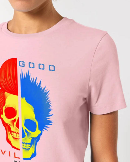 GOOD´N´EVIL - RED-BLUE • Ladies Premium T-Shirt XS-2XL aus Bio-Baumwolle für Damen • Exklusivdesign • personalisiert