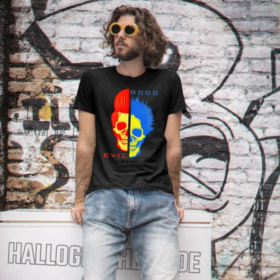 GOOD´N´EVIL - RED-BLUE • Unisex Premium T-Shirt XS-5XL aus Bio-Baumwolle für Damen & Herren • Exklusivdesign • personalisiert