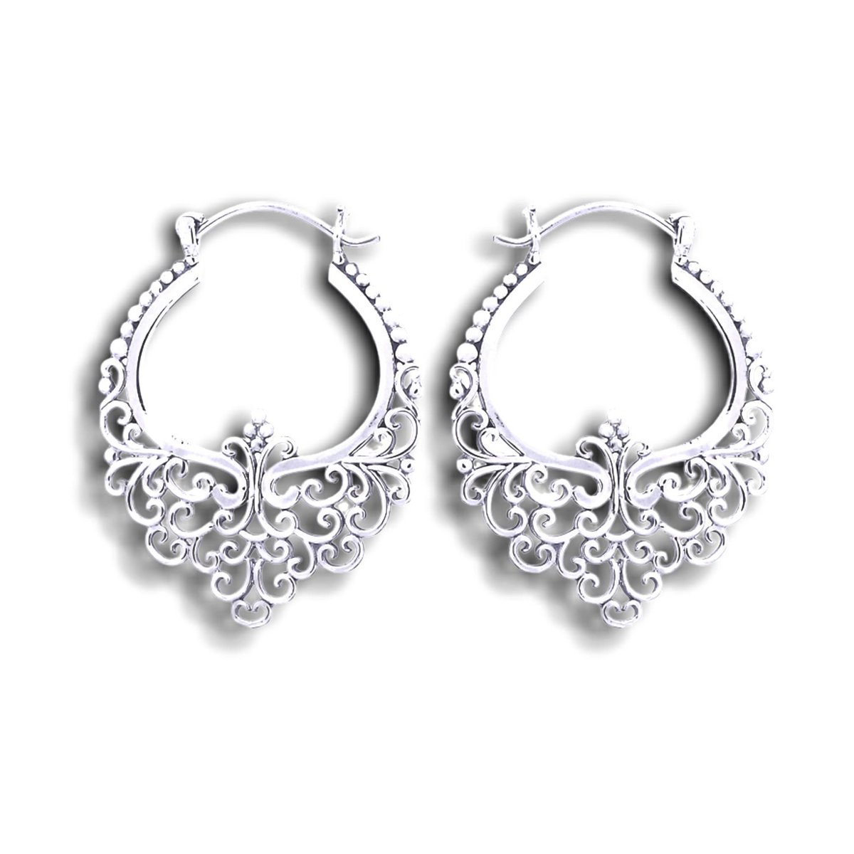 Gutes Karma Silber Spitzen Kreolen - 925 Sterling Boheme Stil Ohrhänger OHR925-11