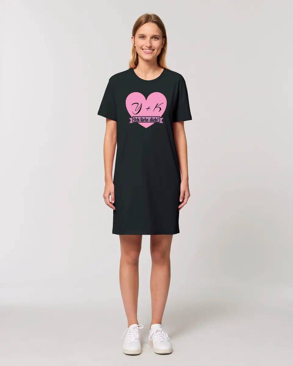 Herz mit Botschaft • 4 Versionen • Ladies Premium T-Shirt Kleid aus Bio-Baumwolle S-2XL • Exklusivdesign • personalisiert