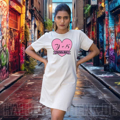 Herz mit Botschaft • 4 Versionen • Ladies Premium T-Shirt Kleid aus Bio-Baumwolle S-2XL • Exklusivdesign • personalisiert