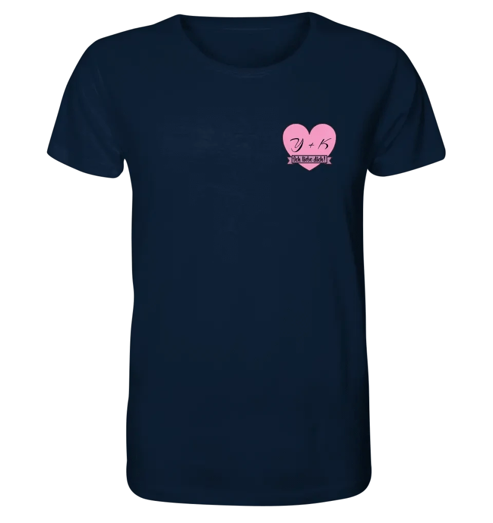 Herz mit Botschaft • Unisex Premium T-Shirt XS-5XL aus Bio-Baumwolle für Damen & Herren • Exklusivdesign • personalisiert • Brustdruck