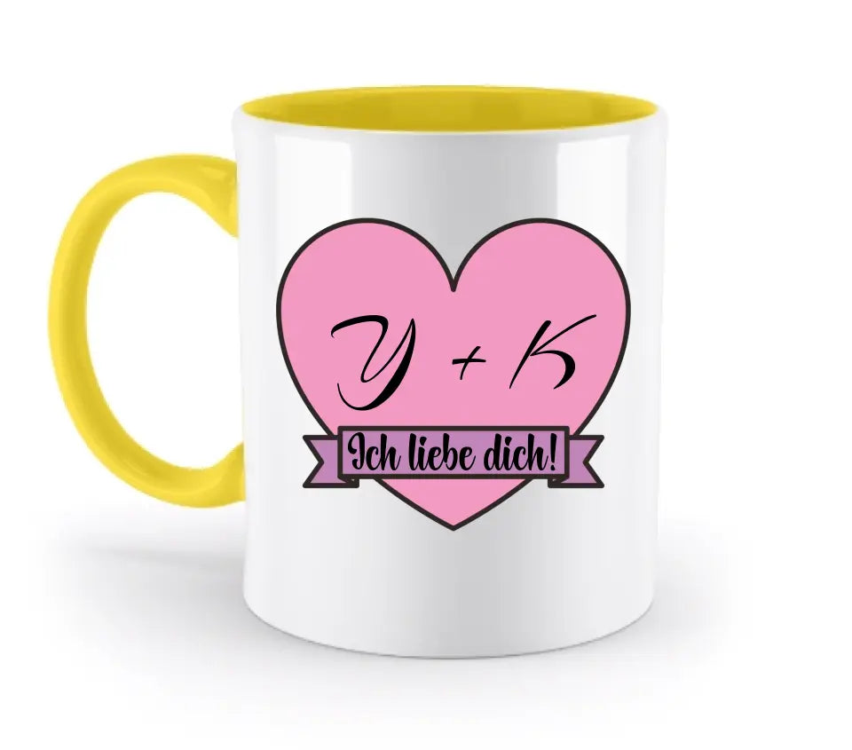 Herz mit Botschaft • zweifarbige Tasse • Exklusivdesign • personalisiert