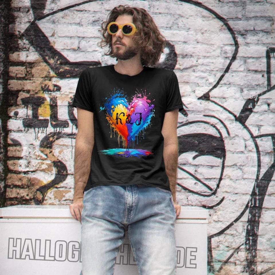 Herz mit Initialien • Unisex Premium T-Shirt XS-5XL aus Bio-Baumwolle für Damen & Herren • Exklusivdesign • personalisiert