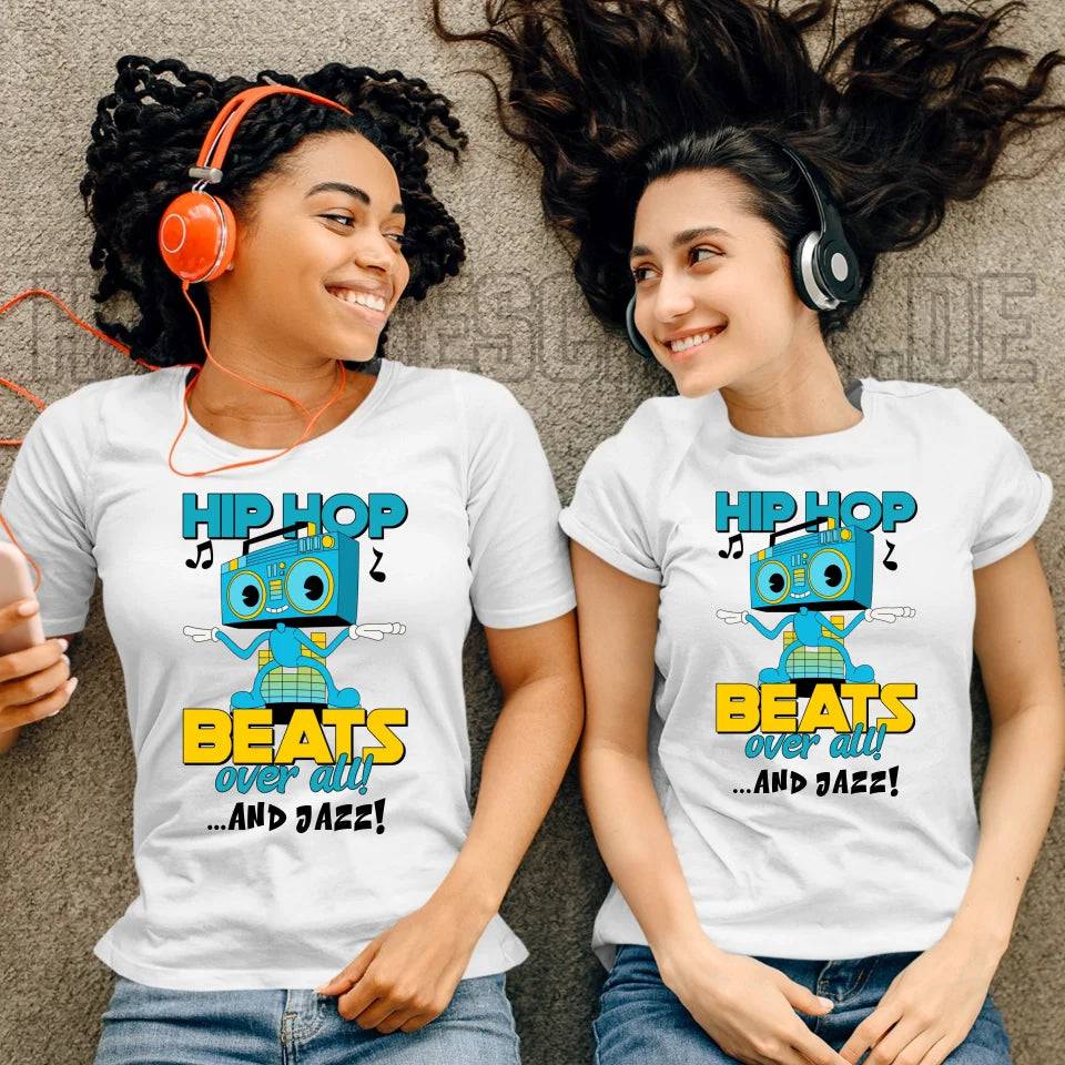 Hip Hop Beats over all • Ladies Premium T-Shirt XS-2XL aus Bio-Baumwolle für Damen • Exklusivdesign • personalisiert