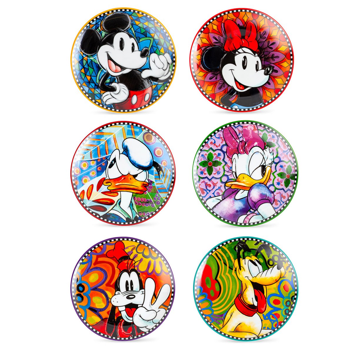 Hochwertiges Disney Teller Set mit Mickey, Minnie, Donald, Daisey, Goofy & Pluto